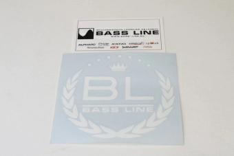 Купить Наклейка круглая Bass-Line (10см, белая) - купить, 50 руб.