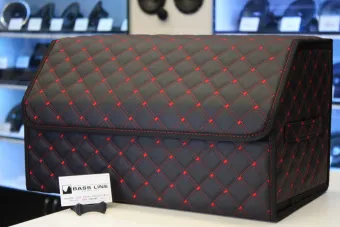 Купить Органайзер в багажник ЧЕРНЫЙ С КРАСНОЙ квадратной строчкой - купить, 2 000 руб.