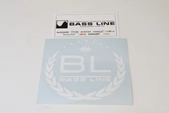 Купить Наклейка круглая Bass-Line (10см, белая) - купить, 50 руб.